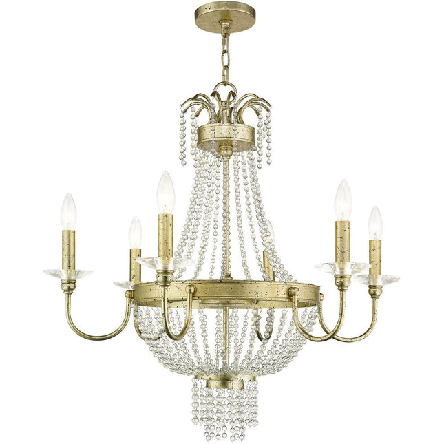 Six Light Dimmable Chandelier With Shades HomeRoots