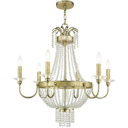 Six Light Dimmable Chandelier With Shades HomeRoots