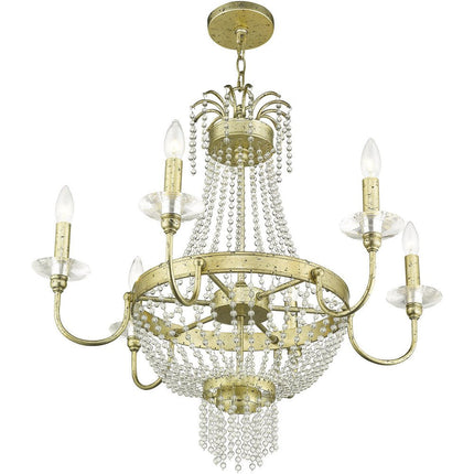 Six Light Dimmable Chandelier With Shades HomeRoots