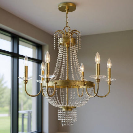 Six Light Dimmable Chandelier With Shades HomeRoots