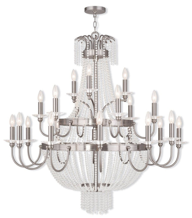 Nickel Multi Light Metal Dimmable Chandelier With Shades HomeRoots