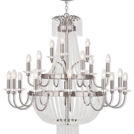 Nickel Multi Light Metal Dimmable Chandelier With Shades