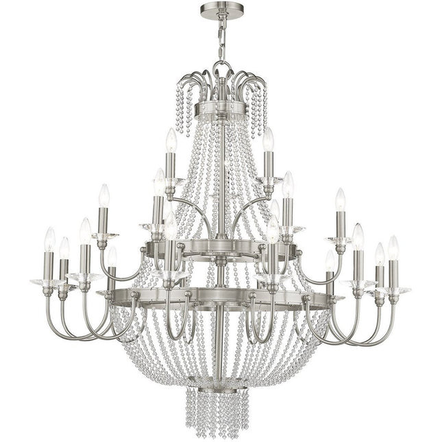 Nickel Multi Light Metal Dimmable Chandelier With Shades HomeRoots