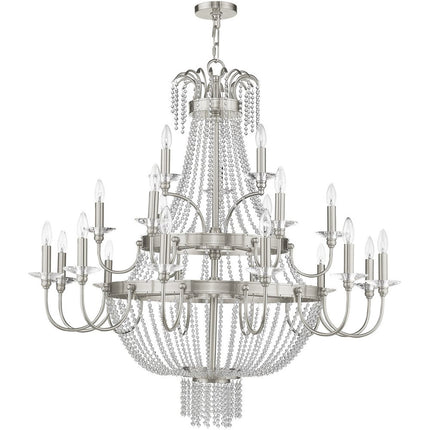Nickel Multi Light Metal Dimmable Chandelier With Shades