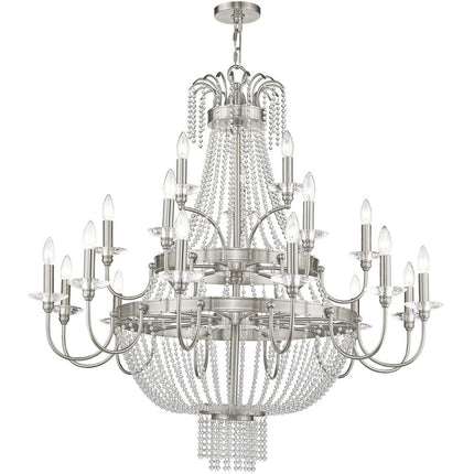 Nickel Multi Light Metal Dimmable Chandelier With Shades