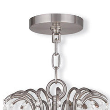 Nickel Multi Light Metal Dimmable Chandelier With Shades