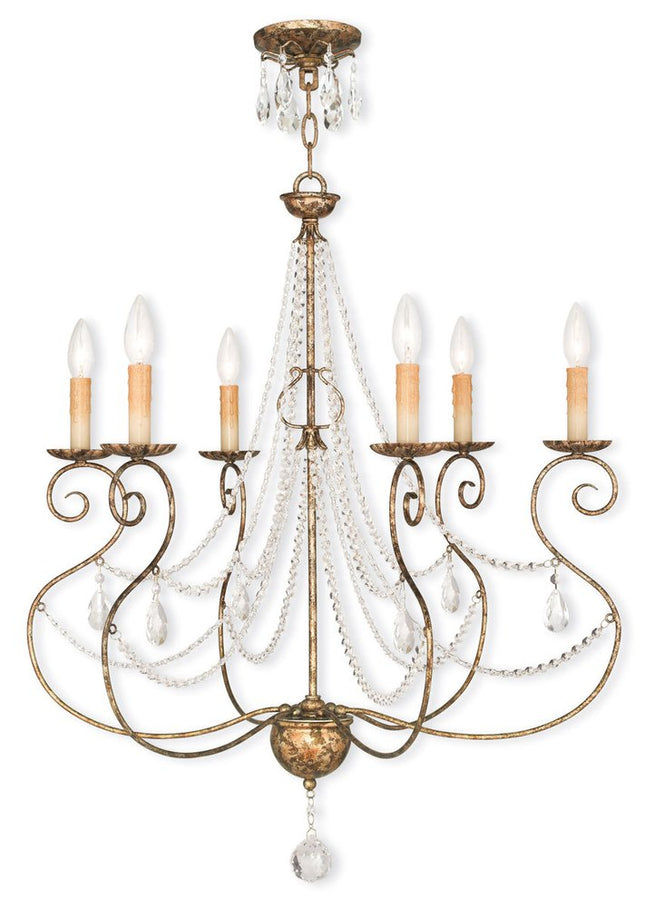 Bronze Six Light Metal Dimmable Chandelier With Shades HomeRoots