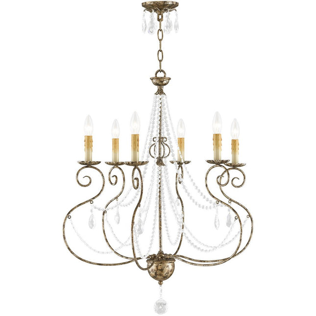 Bronze Six Light Metal Dimmable Chandelier With Shades HomeRoots