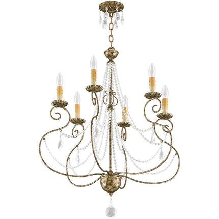 Bronze Six Light Metal Dimmable Chandelier With Shades