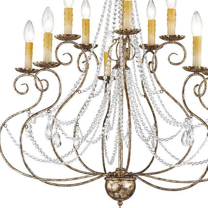 Bronze Ten Light Metal Dimmable Chandelier With Shades