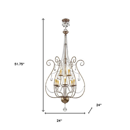Bronze Nine Light Metal Dimmable Chandelier With Shades