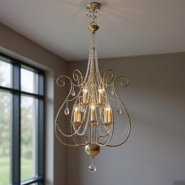 Nine Light Dimmable Chandelier With Shades HomeRoots