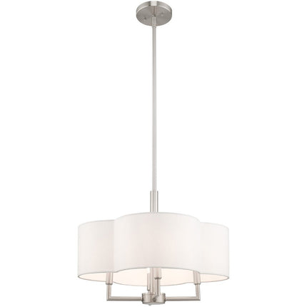 Nickel Four Light Metal Dimmable Chandelier With Shades