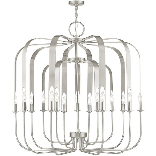 Nickel Multi Light Metal Dimmable Chandelier With Shades HomeRoots