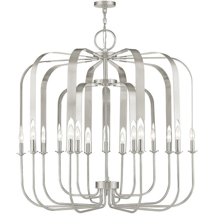 Nickel Multi Light Metal Dimmable Chandelier With Shades