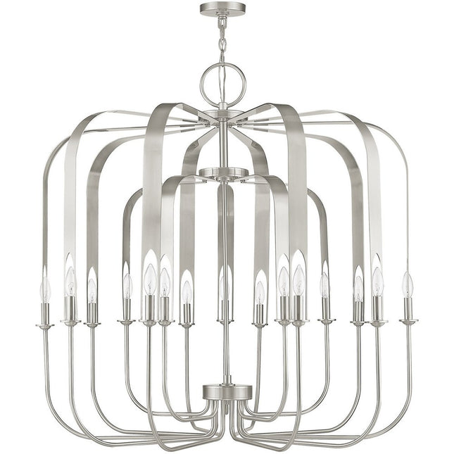 Nickel Multi Light Metal Dimmable Chandelier With Shades HomeRoots