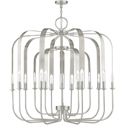 Nickel Multi Light Metal Dimmable Chandelier With Shades