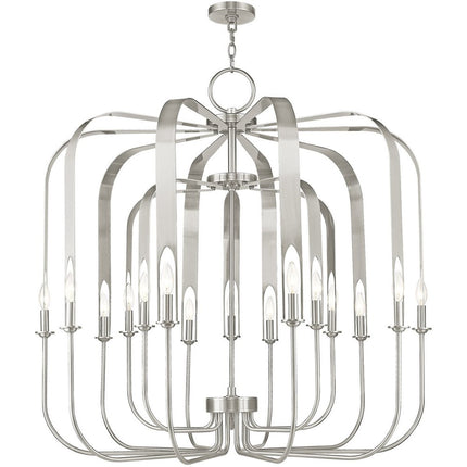 Nickel Multi Light Metal Dimmable Chandelier With Shades