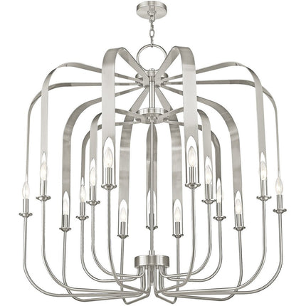 Nickel Multi Light Metal Dimmable Chandelier With Shades