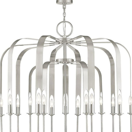 Nickel Multi Light Metal Dimmable Chandelier With Shades