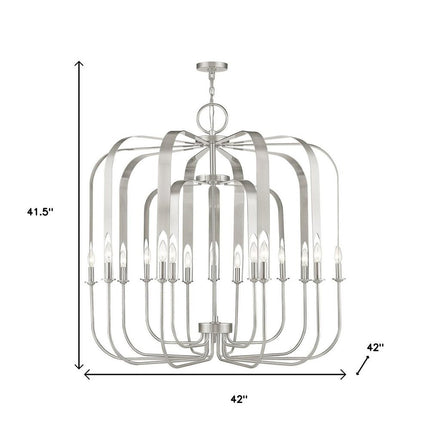 Nickel Multi Light Metal Dimmable Chandelier With Shades