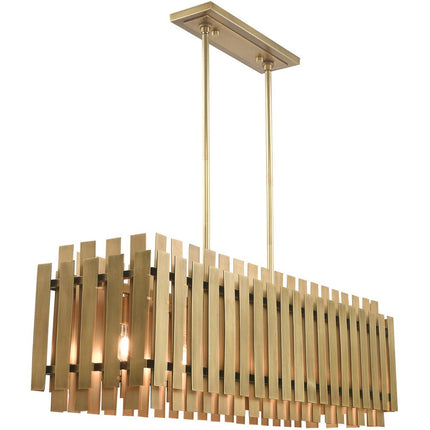 Brass Five Light Metal Dimmable Chandelier With Shades