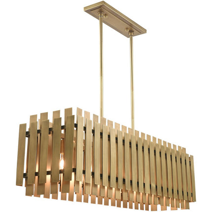 Brass Five Light Metal Dimmable Chandelier With Shades