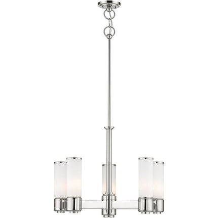 Nickel Five Light Metal Dimmable Chandelier With Shades