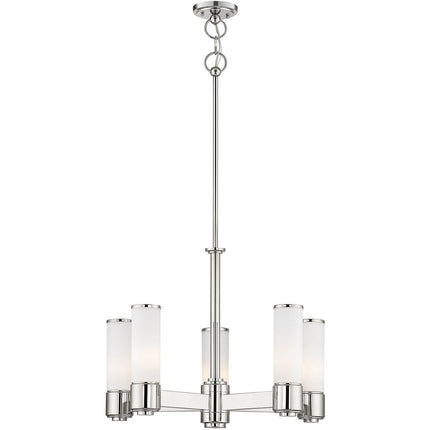 Nickel Five Light Metal Dimmable Chandelier With Shades