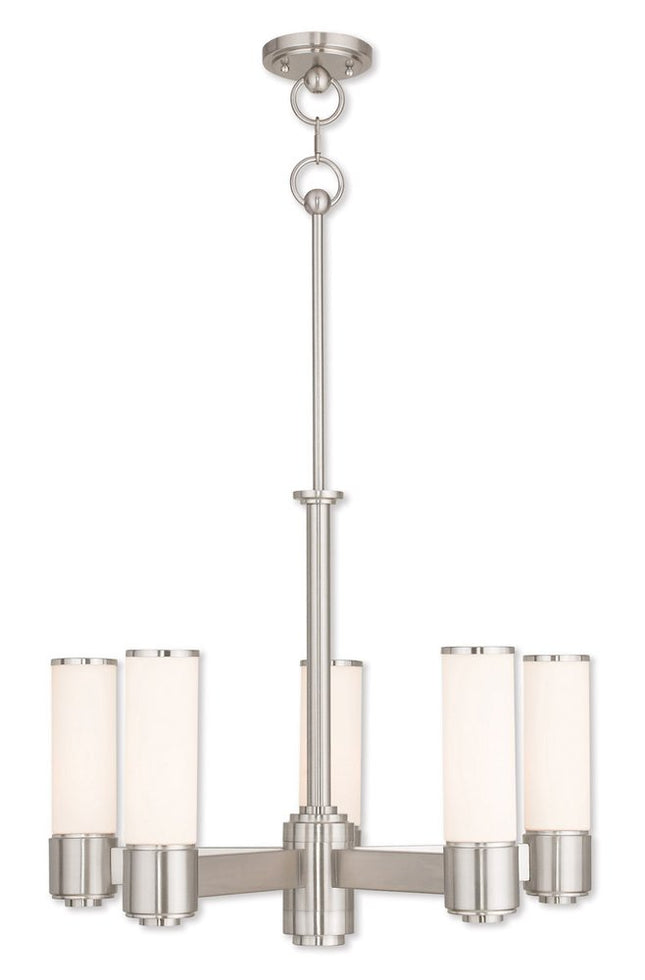 Five Light Dimmable Chandelier With Shades HomeRoots