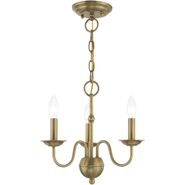 Antiqued Brass Three Light Metal Dimmable Chandelier With Shades HomeRoots