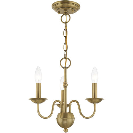 Antiqued Brass Three Light Metal Dimmable Chandelier With Shades