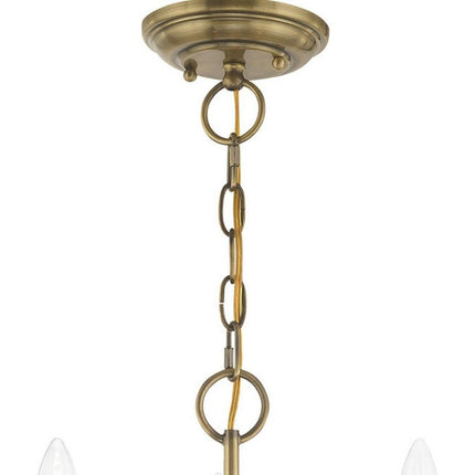Antiqued Brass Three Light Metal Dimmable Chandelier With Shades