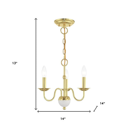 Brass Three Light Metal Dimmable Chandelier With Shades HomeRoots