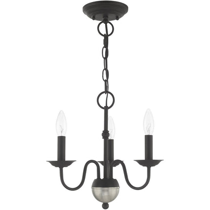 Black Three Light Dimmable Chandelier With Shades HomeRoots