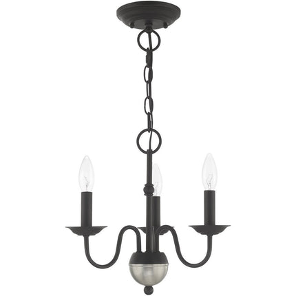 Black Three Light Metal Dimmable Chandelier With Shades