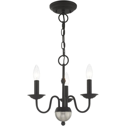Black Three Light Dimmable Chandelier With Shades HomeRoots