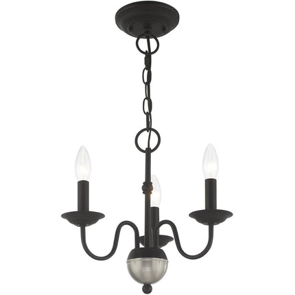Black Three Light Dimmable Chandelier With Shades HomeRoots