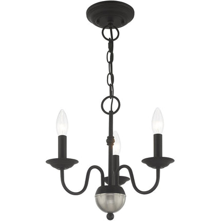 Black Three Light Metal Dimmable Chandelier With Shades