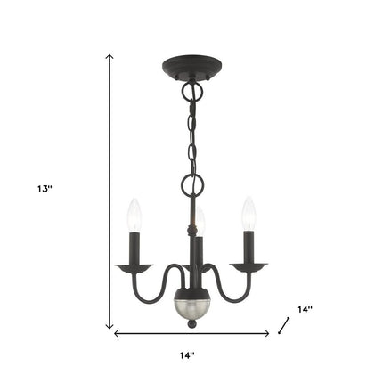 Black Three Light Metal Dimmable Chandelier With Shades