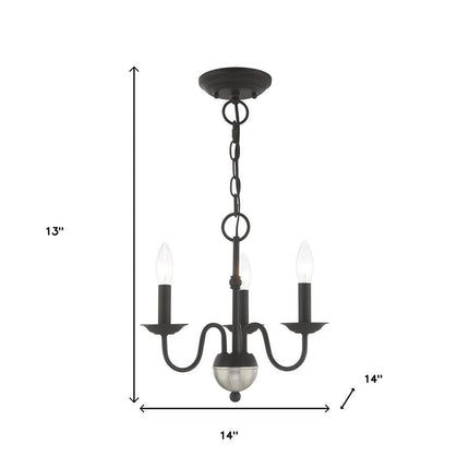 Black Three Light Dimmable Chandelier With Shades HomeRoots
