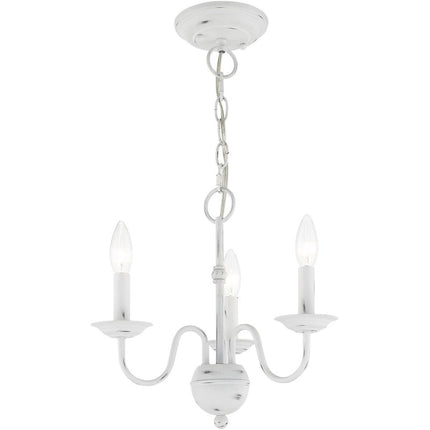 Antiqued White Three Light Metal Dimmable Chandelier With Shades