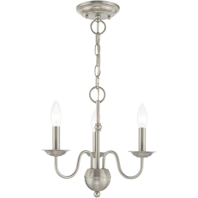 Nickel Three Light Metal Dimmable Chandelier With Shades HomeRoots