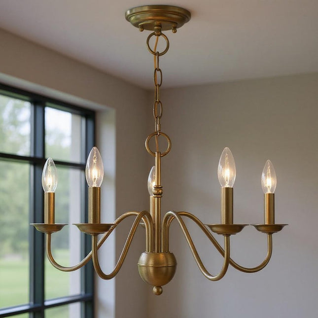 Five Light Dimmable Chandelier With Shades HomeRoots