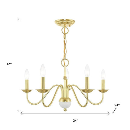 Five Light Dimmable Chandelier With Shades HomeRoots