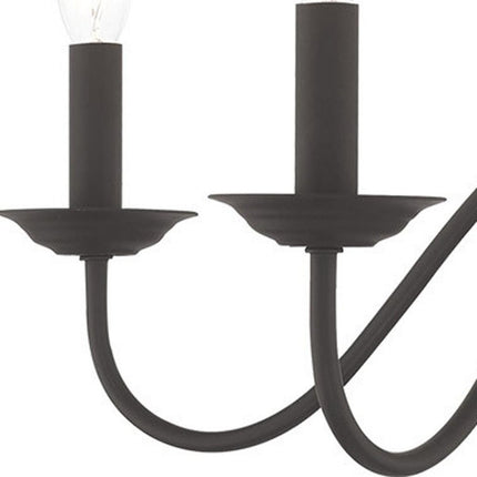 Black Five Light Metal Dimmable Chandelier With Shades