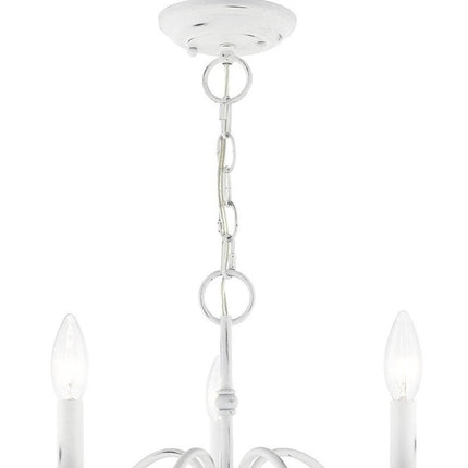 Antiqued White Five Light Metal Dimmable Chandelier With Shades