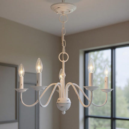 Five Light Dimmable Chandelier With Shades HomeRoots