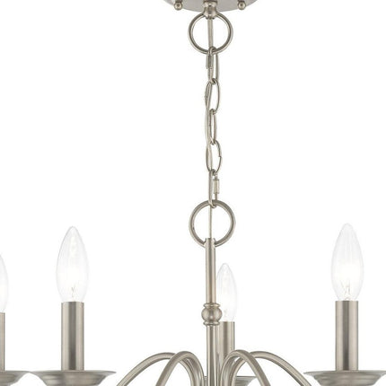 Nickel Five Light Metal Dimmable Chandelier With Shades