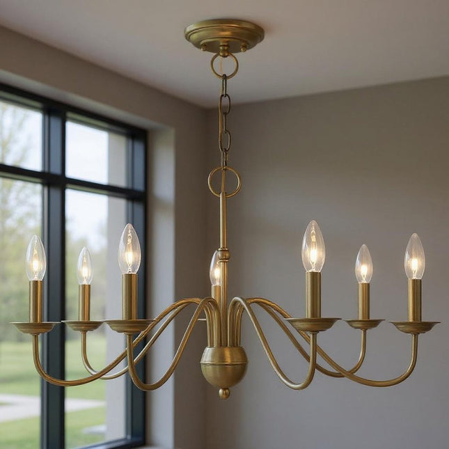 Seven Light Dimmable Chandelier With Shades HomeRoots
